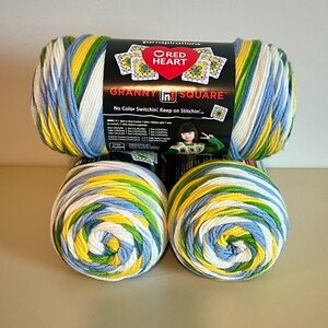 Red Heart Granny Square Yarn Trio in Soft White - Spring Serene